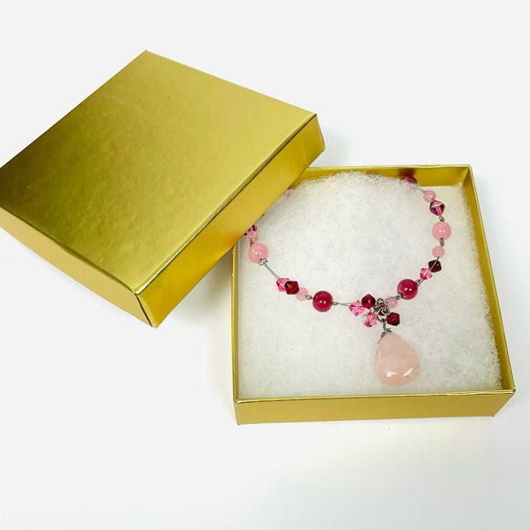 NY & Co. Pink Teardrop Beaded Necklace - Picture 2 of 5